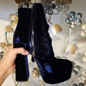 Prada Navy Velvet Women's Boots